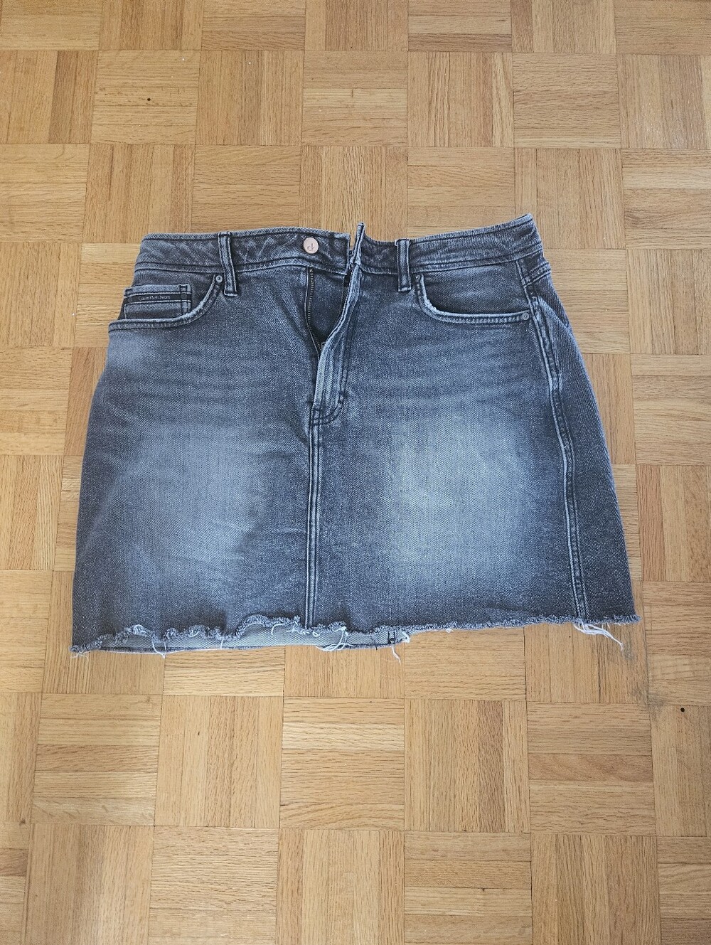 Calvin Klein Jeans Washed Black Denim Mini Skirt